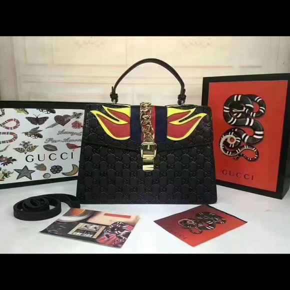 Sylvie Fire Print Black  Leather Handle - Picture 4 of 4